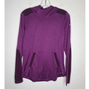 Columbia Omni Shade purple long sleeve hooded pullover shirt front pocket - XS